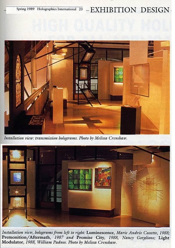 Lake Forest Internation Holography Exhibit partial installation view in Holographic international
